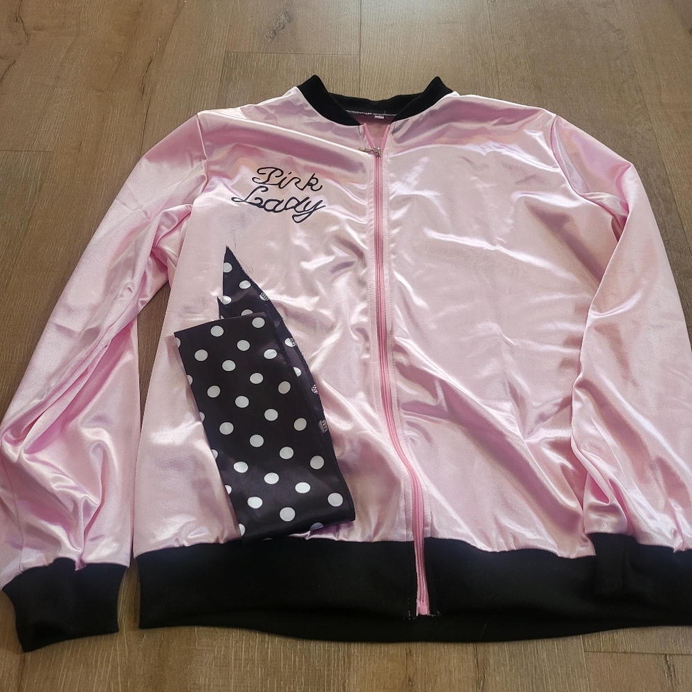 Unbranded Pink Lady Satin Jacket with Neck Scarf